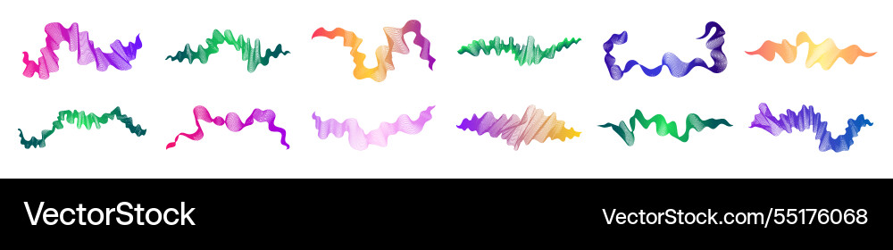Set of abstract backdrops with multicolor waves Vector Image