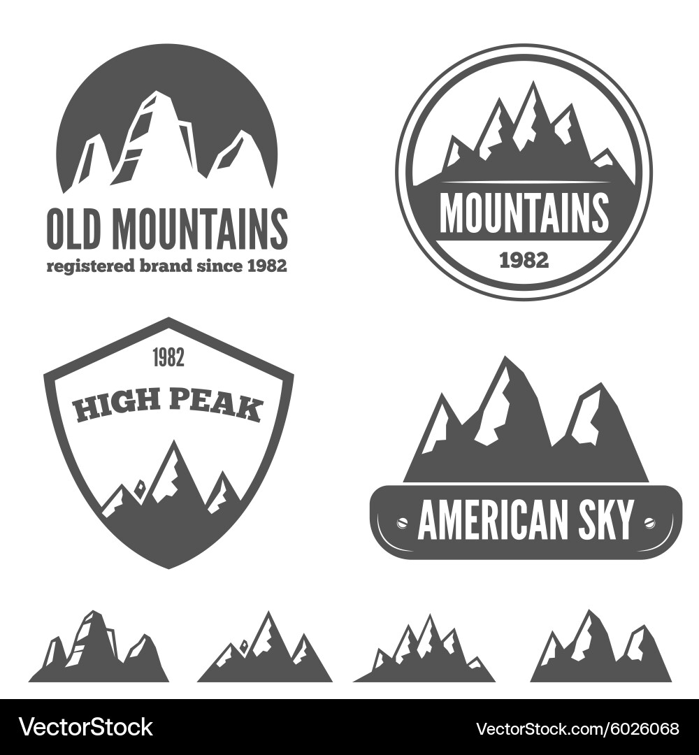 Vintage Mountain Emblem Set Vector Image