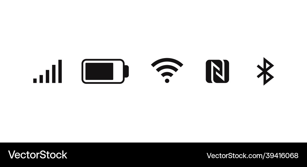 Wireless network icons mobile signal Wireless network icons mobile signal vector image