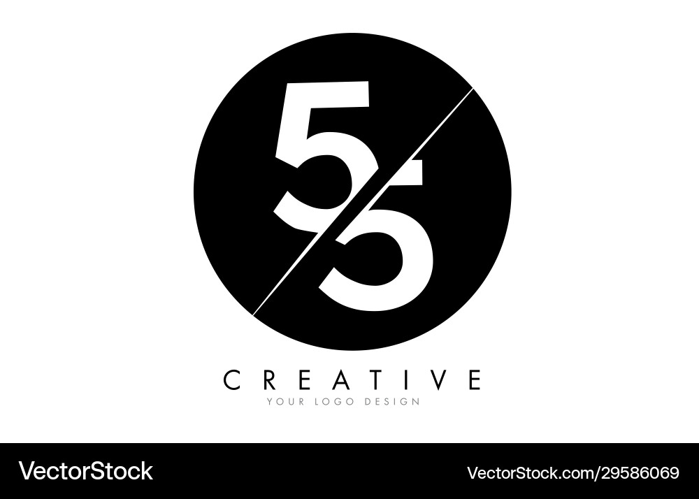 55 5 number logo design with a creative cut Vector Image