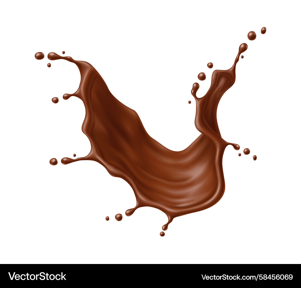 Chocolate Splash and Flow - Realistic Render Vector Image