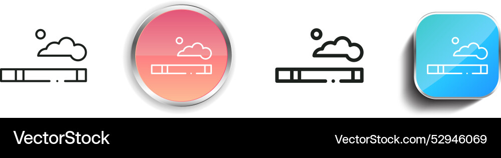 Cigarette icon thin linear regular and button vector image