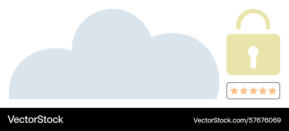 Cloud storage security with lock icon and five Cloud storage security with lock icon and five vector image