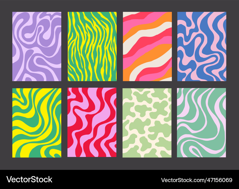 Cool groovy pattern posters collection set of y2k Cool groovy pattern posters collection set of y2k vector image