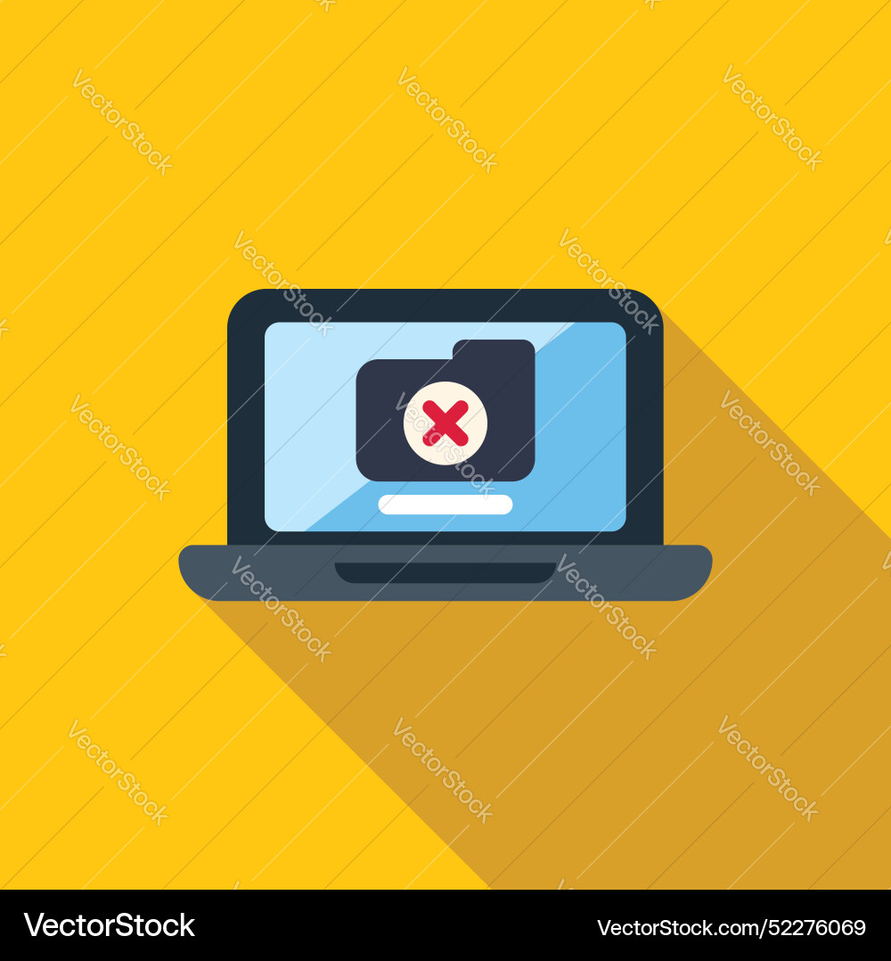 Laptop displaying folder with delete icon Laptop displaying folder with delete icon vector image