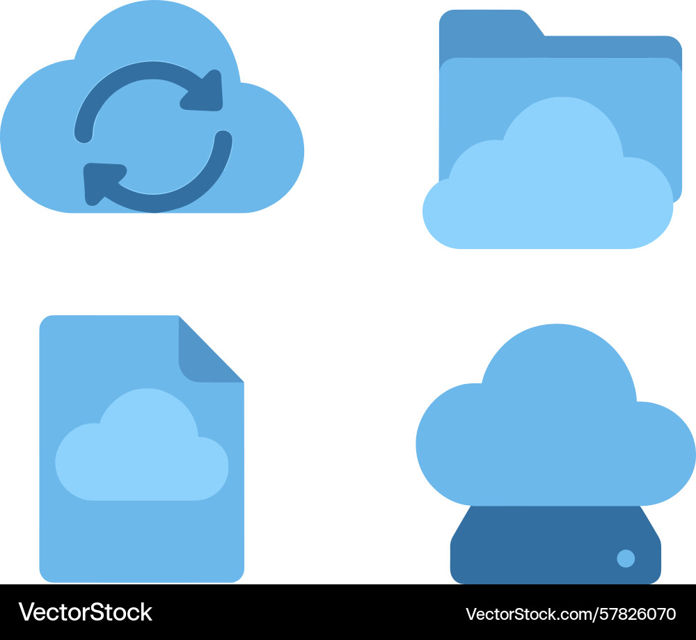 Cloud computing symbols for file storage Cloud computing symbols for file storage vector image