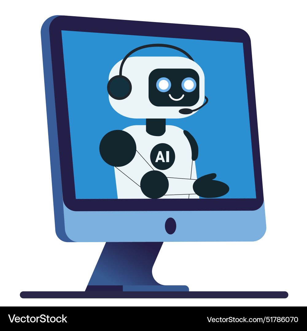 Cute chat bot robot extending its hand from Cute chat bot robot extending its hand from vector image