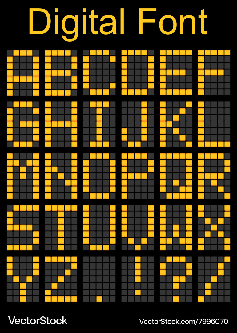 Digital Display - Dot Matrix Font vector image