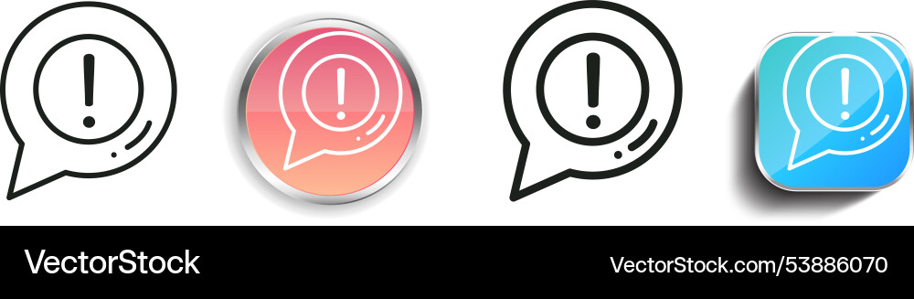 Exclamation icon thin linear regular and button vector image