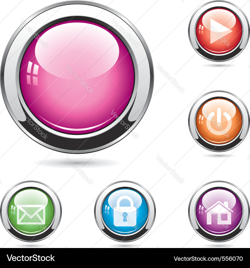 Glossy Circular Buttons vector image