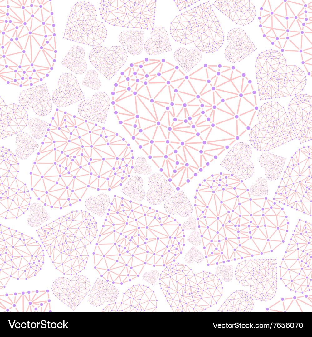 Heart with connected lines and dots wireframe mesh vector image