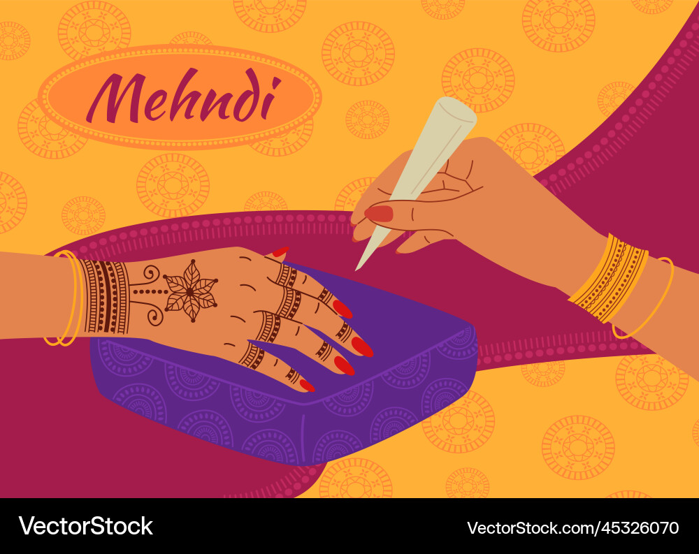 Mehndi ceremony floral ornaments henna tattoo vector image