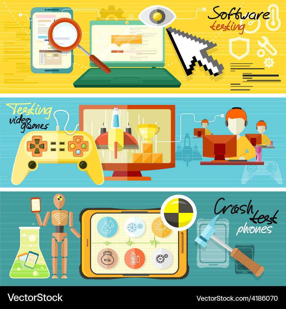 Mobile Phone Crash Test & Software Testing Vector Image
