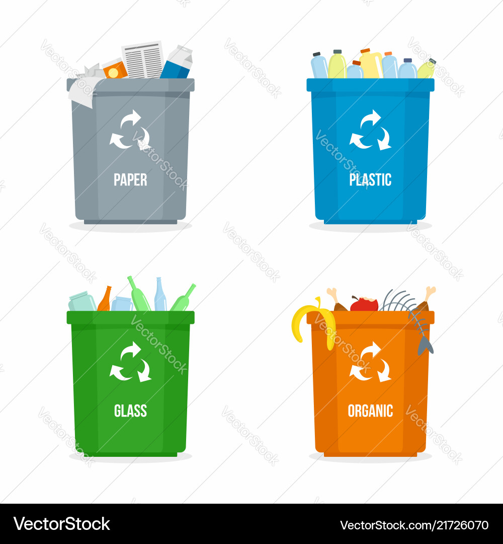 Set of garbage box background flat style Set of garbage box background flat style vector image