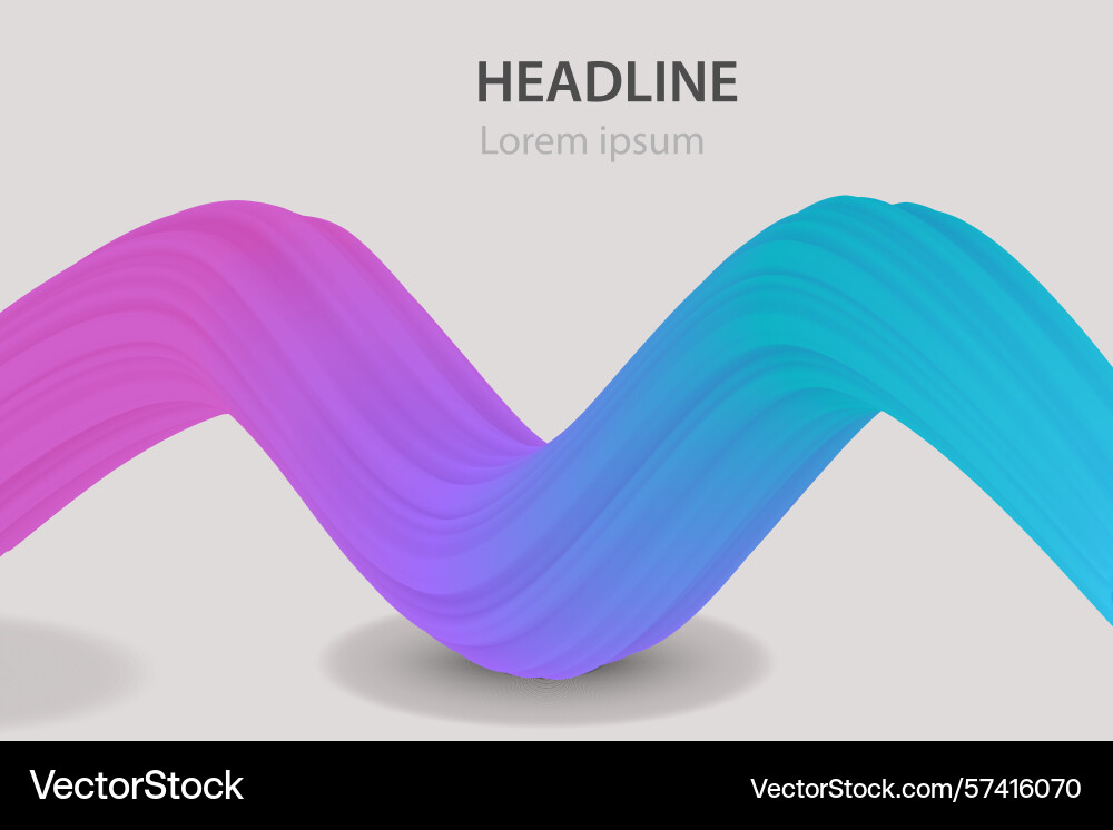 Smooth 3d gradient ribbon curve in abstract layout vector image