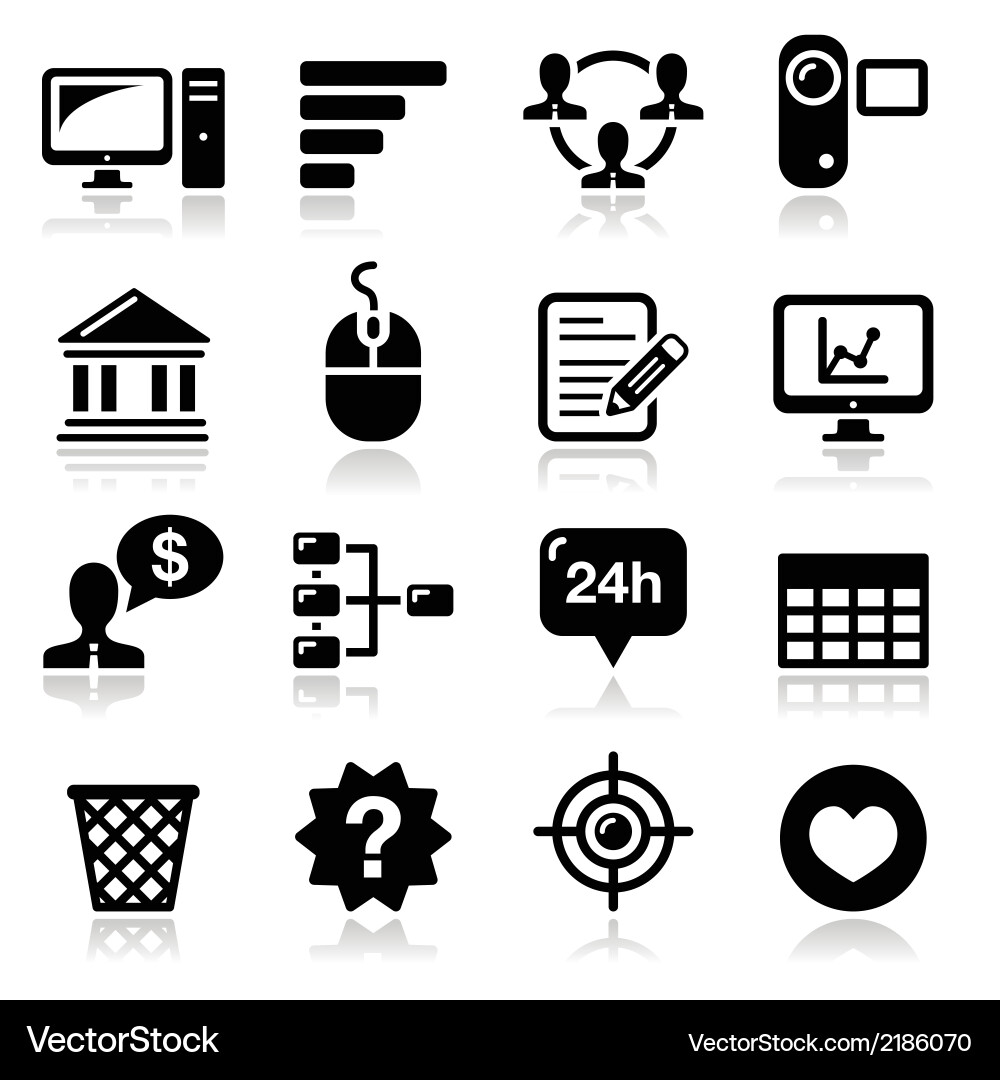 Website menu navigation black icons set vector image