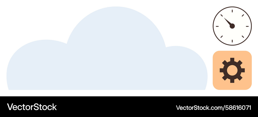 Cloud computing concept with gear and clock Cloud computing concept with gear and clock Vector Image
