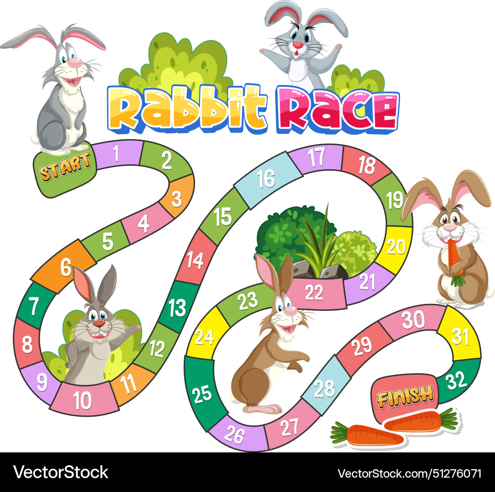 Colorful board game with playful rabbit characters Colorful board game with playful rabbit characters vector image
