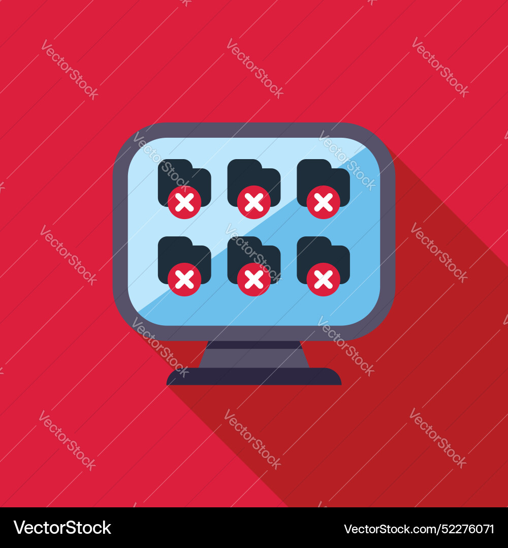 Computer displaying folders with errors on screen Computer displaying folders with errors on screen vector image