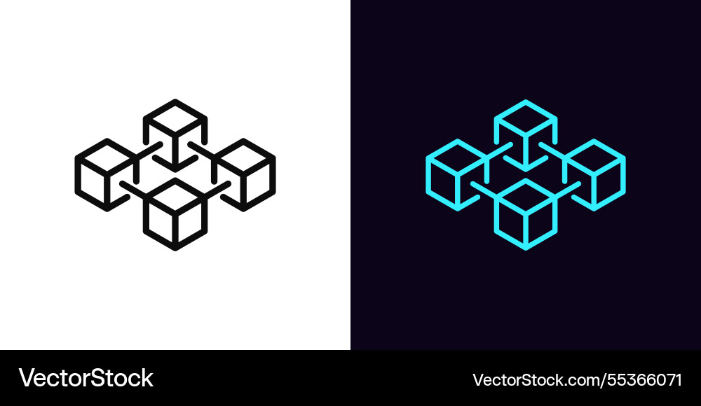 Outline block chain icon with editable stroke Outline block chain icon with editable stroke vector image