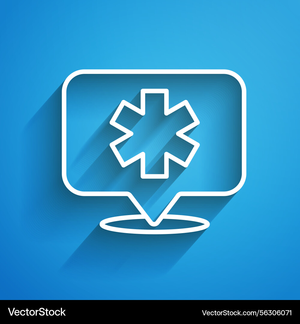 White line medical map pointer with cross White line medical map pointer with cross vector image