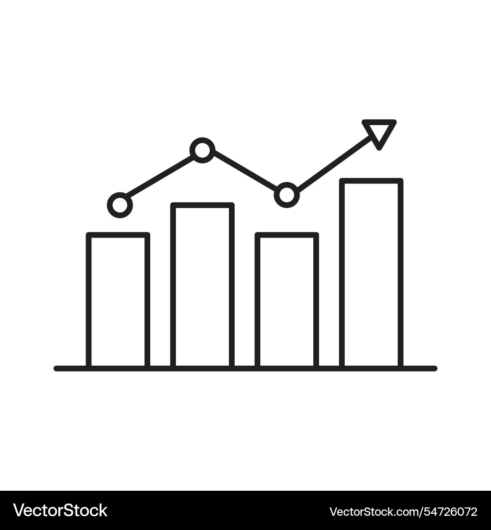 Bar chart icon growth tracking arrow data Bar chart icon growth tracking arrow data vector image