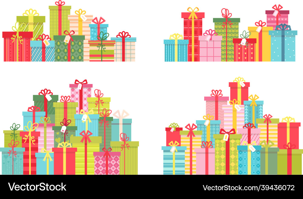 Cartoon pile of christmas and birthday presents Cartoon pile of christmas and birthday presents vector image