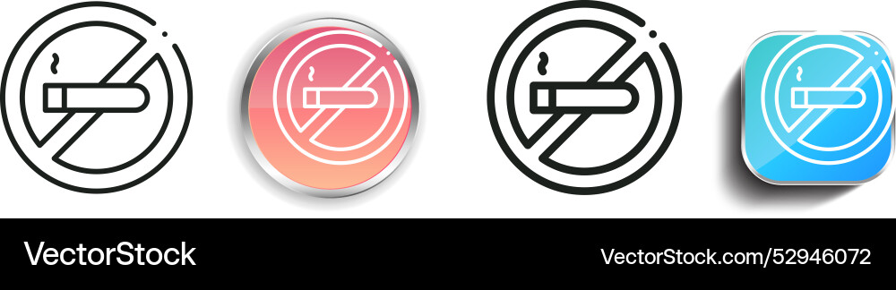 Cigarette icon thin linear regular and button Cigarette icon thin linear regular and button vector image