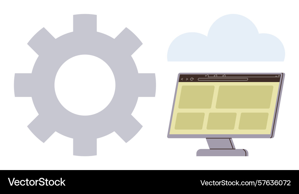 Cloud computing and data integration with gear vector image