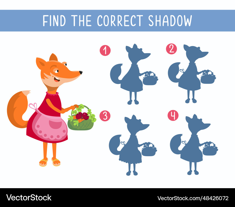 Find correct shadow puzzle game for children Find correct shadow puzzle game for children vector image