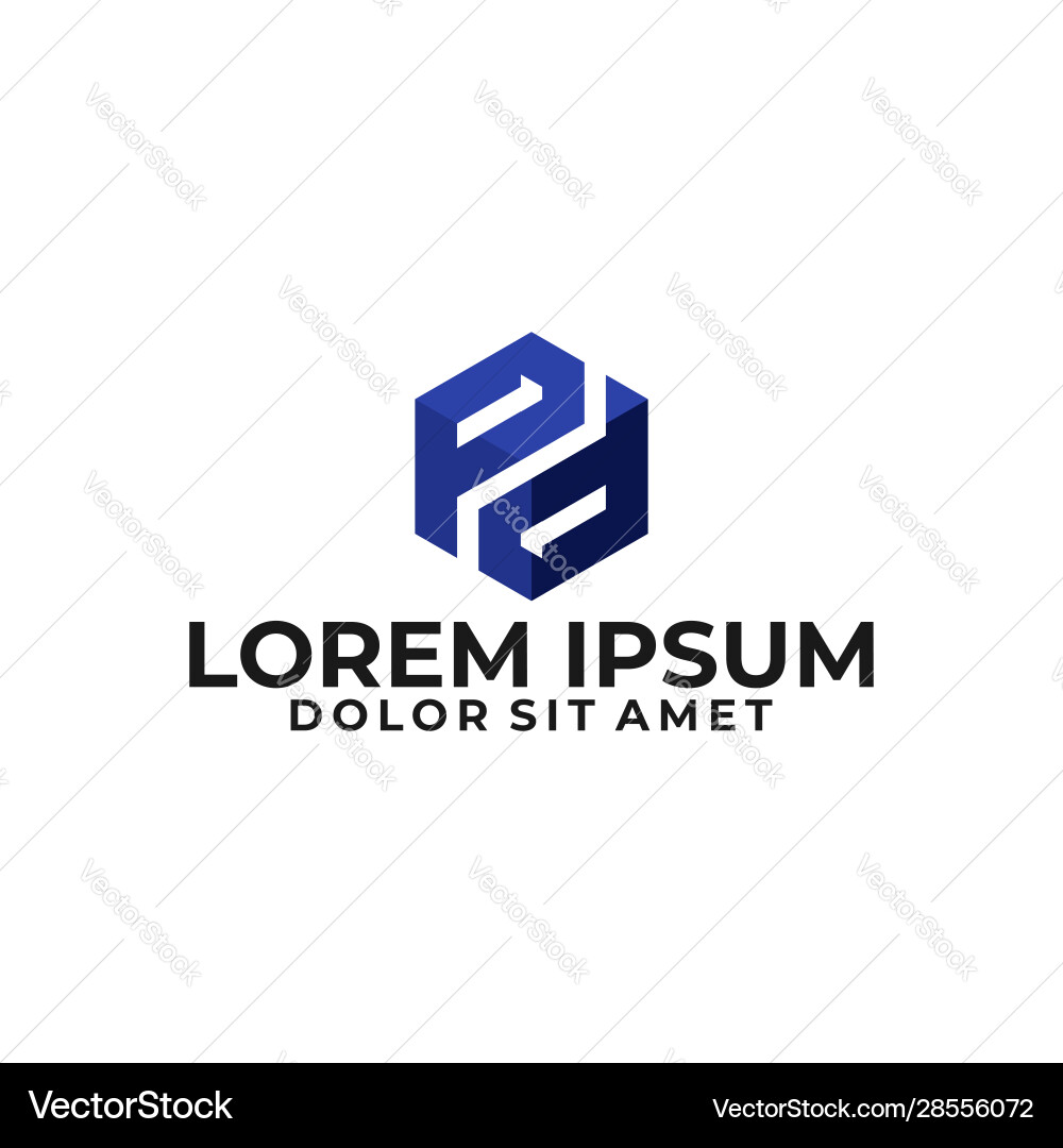PD Initial Logo with Cube Icon vector image