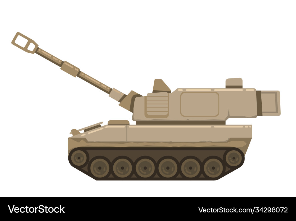Self propelled artillery isolated with road Self propelled artillery isolated with road vector image