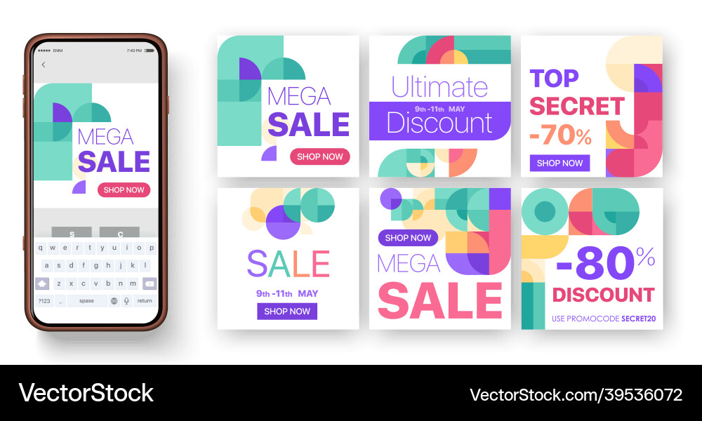 Social media kit design template collection vector image