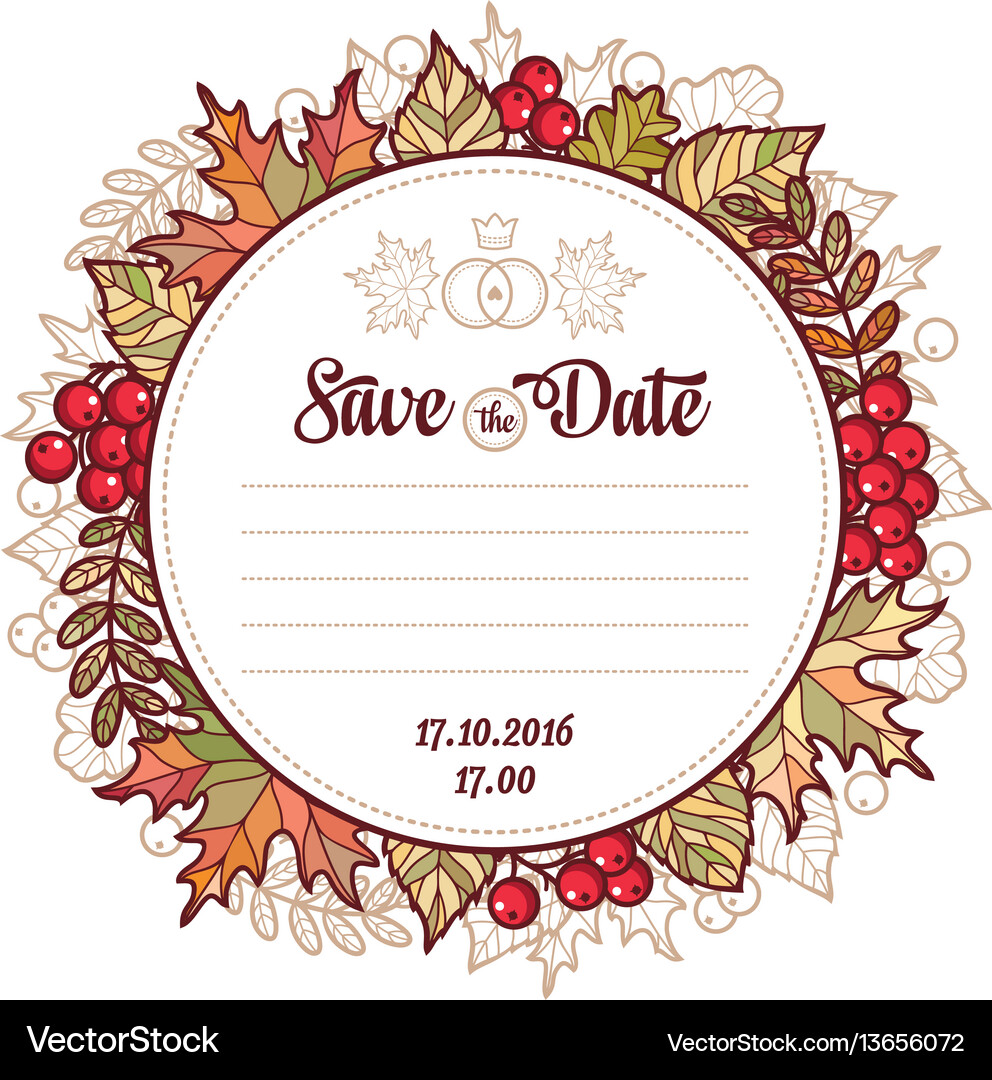 Wedding card template autumn background invitation – Royalty-Free Vector |  VectorStock, image size:992x1080