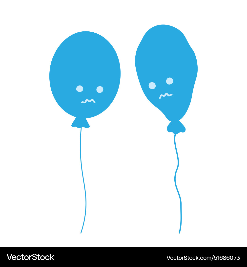 Deflated and oval balloon on string with sad Vector Image