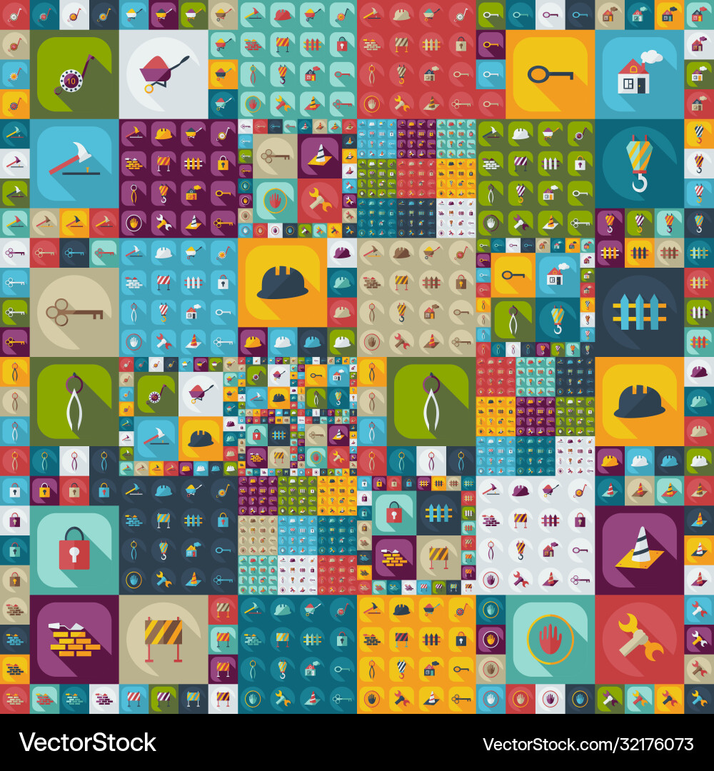 Flat concept set modern design with shadow vector image