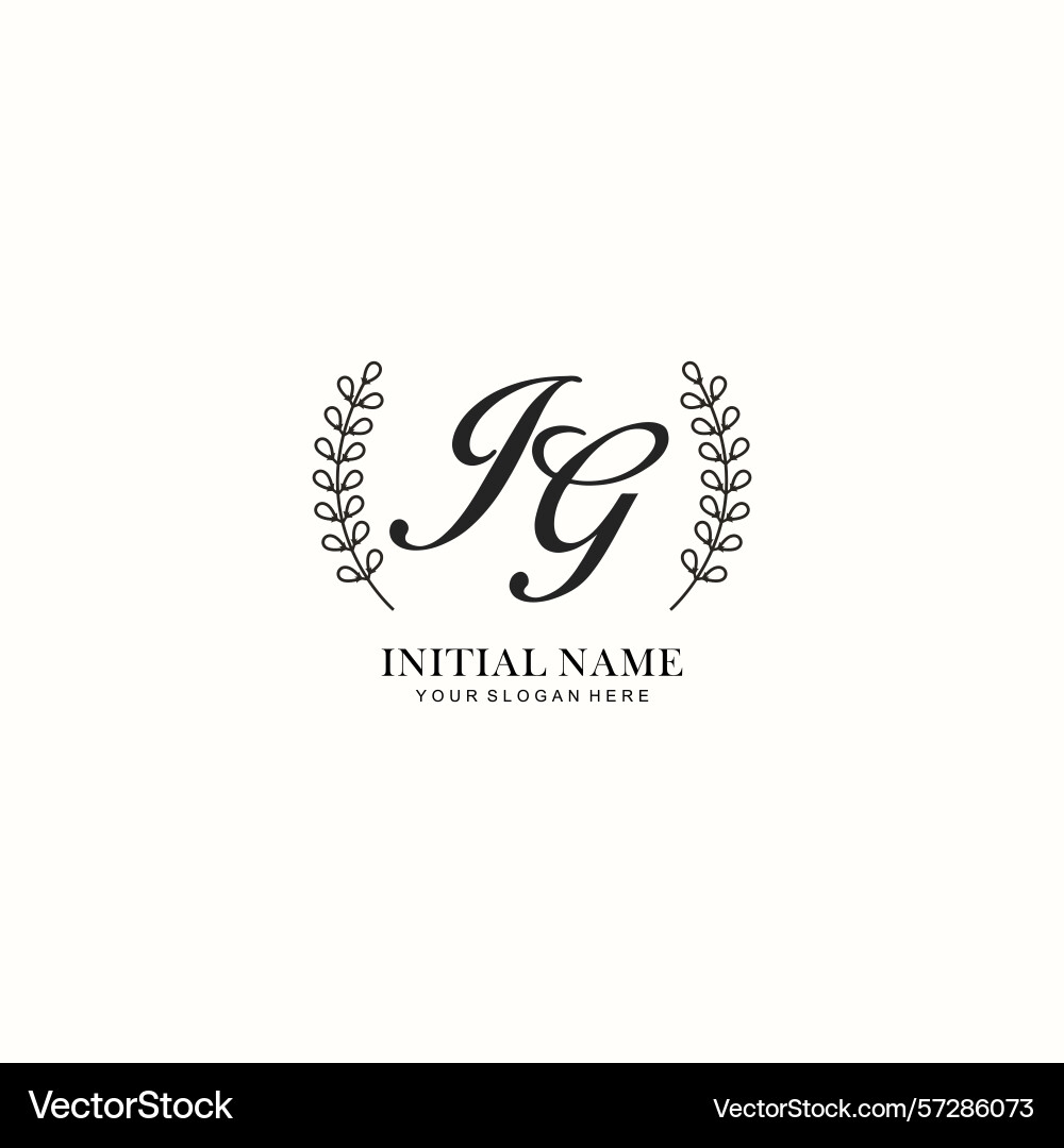 Jg initial logo templates with botanical elements Jg initial logo templates with botanical elements Vector Image
