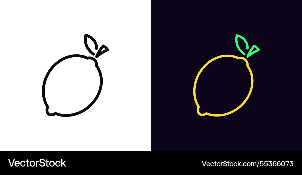 Outline lemon icon with editable stroke Vector Image