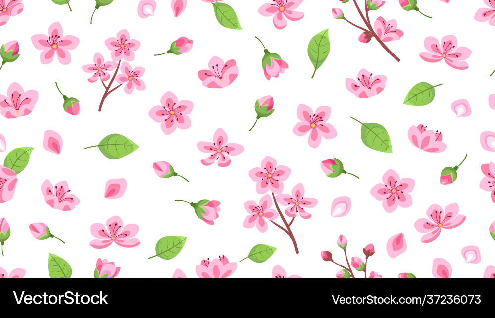 Pink flowers pattern blossom sakura cherry tree Pink flowers pattern blossom sakura cherry tree vector image