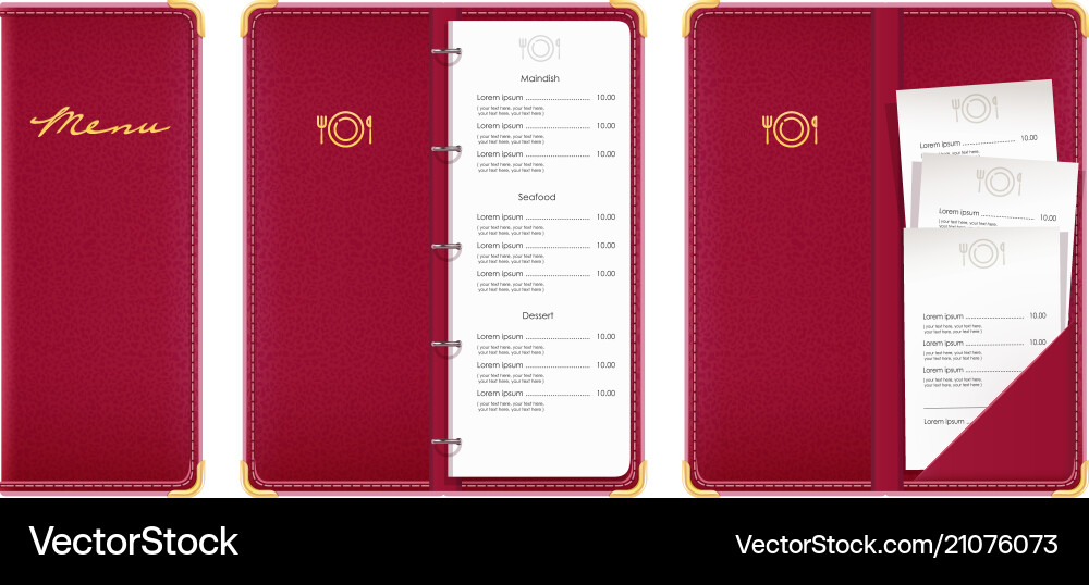 Red Menu Book with Check Vector Image