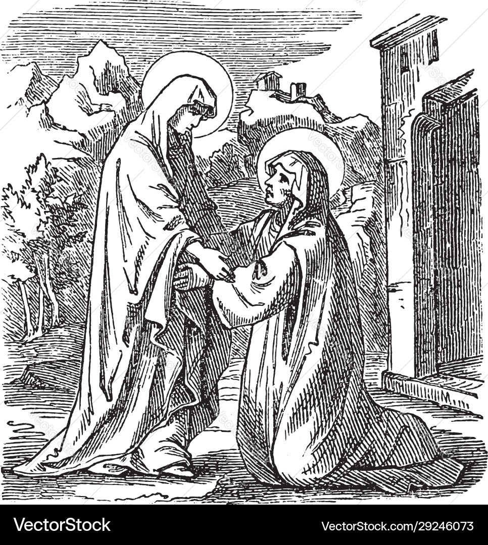 Vintage drawing biblical story virgin mary Vintage drawing biblical story virgin mary vector image