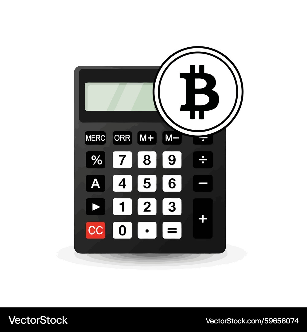 Black Calculator with Bitcoin – Royalty-Free Vector | VectorStock