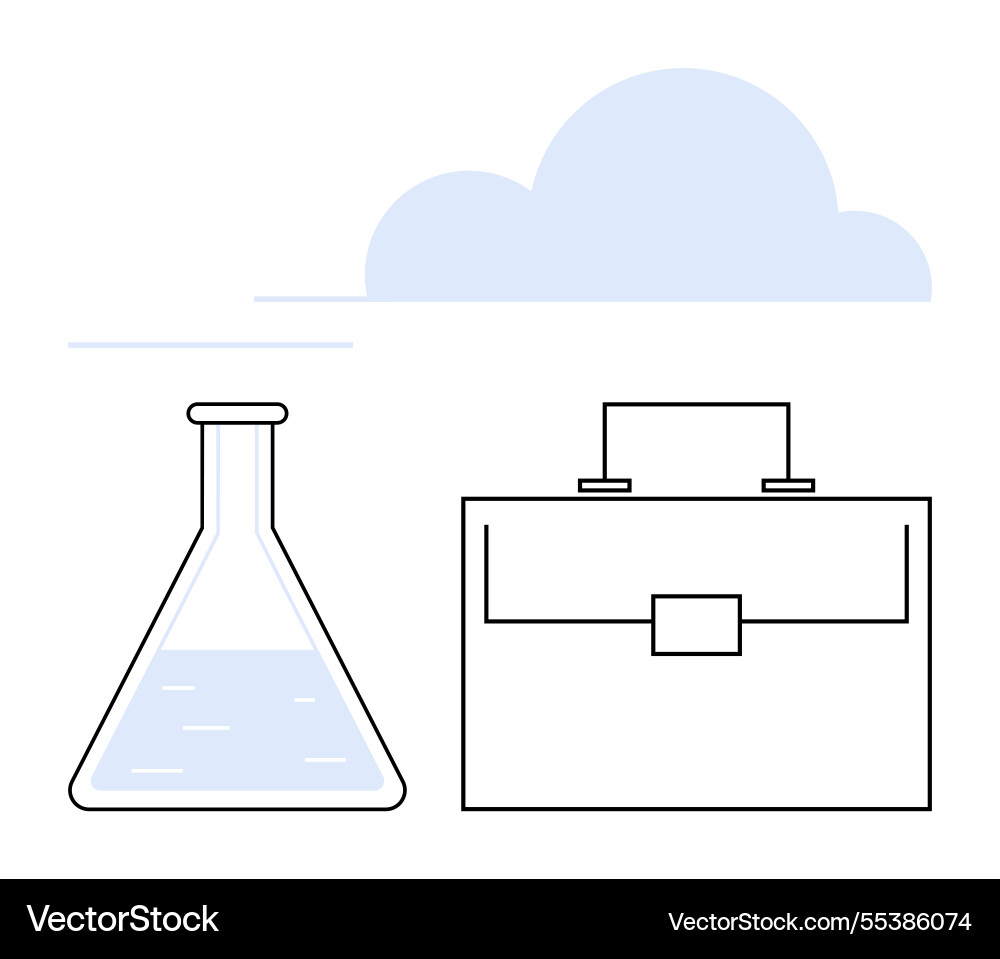 Business and science concept with flask briefcase vector image