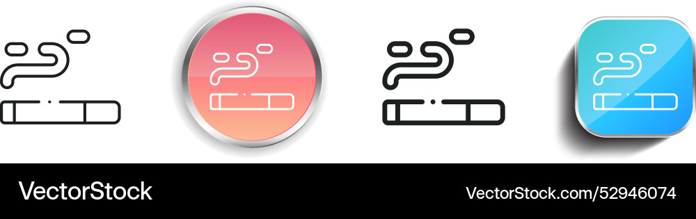Cigarrete icon thin linear regular and button Cigarrete icon thin linear regular and button vector image