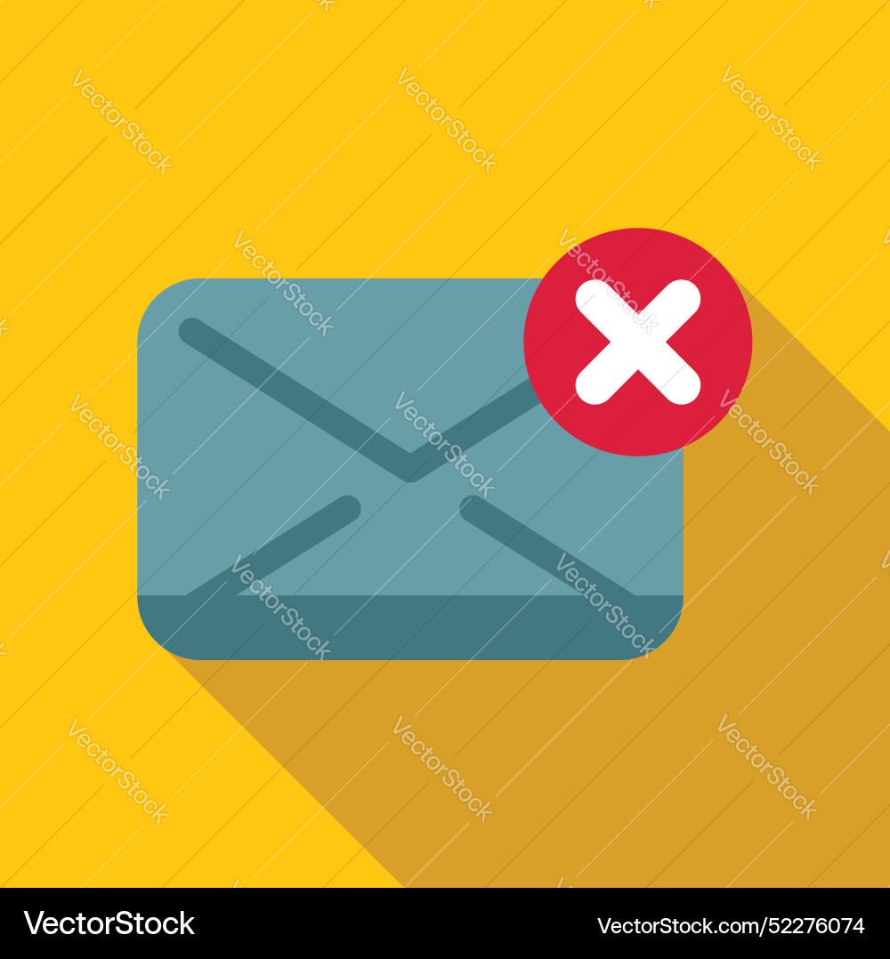 Closed mail envelope showing rejected message vector image
