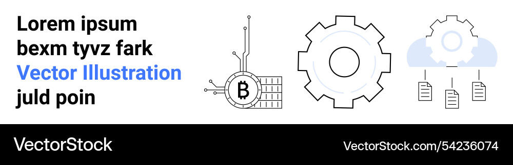 Cryptocurrency blockchain technology and cloud Cryptocurrency blockchain technology and cloud Vector Image
