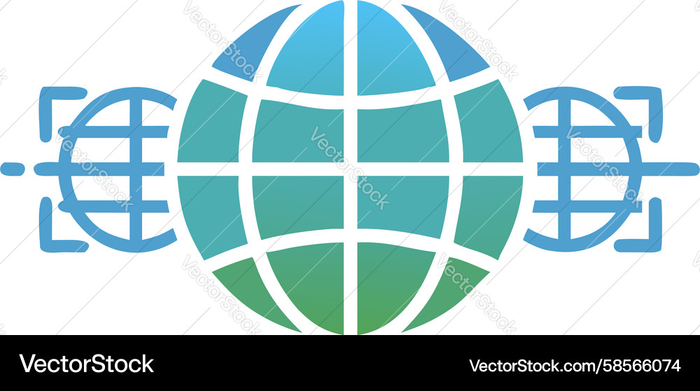 Global Network with QR Data Vector Image