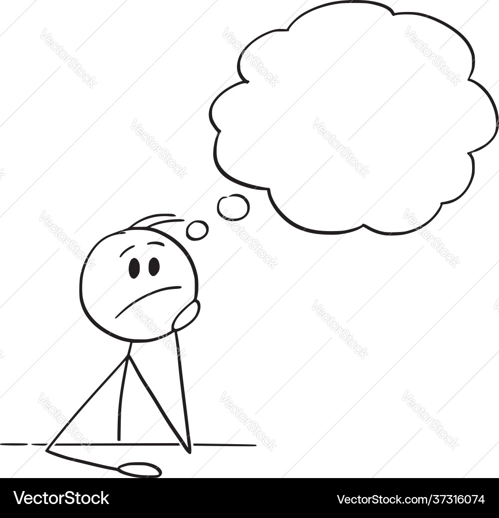 Man or businessman sitting behind desk thinking Man or businessman sitting behind desk thinking vector image