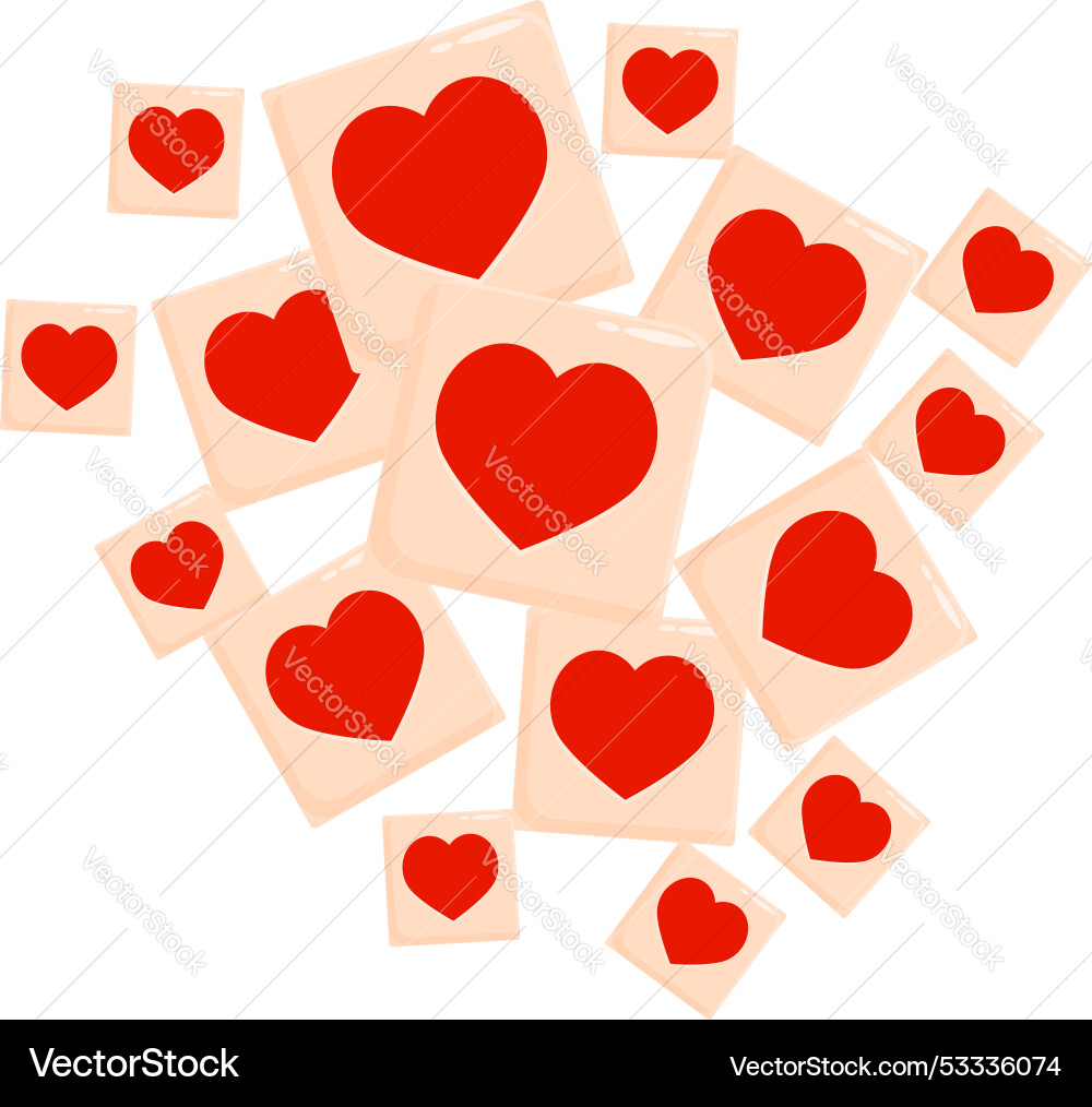 Red hearts floating on square tiles background Vector Image