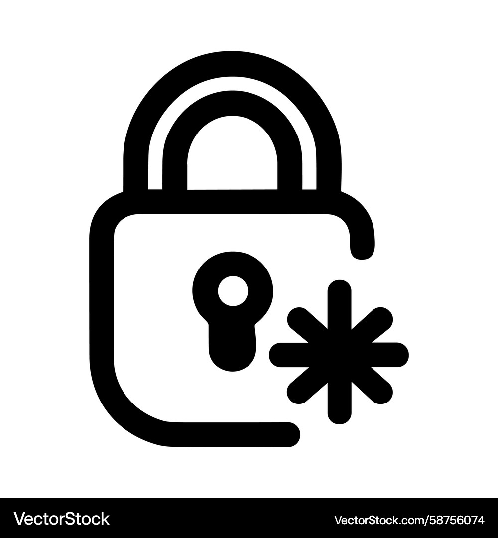 Simple Padlock with Asterisk Icon Vector Image